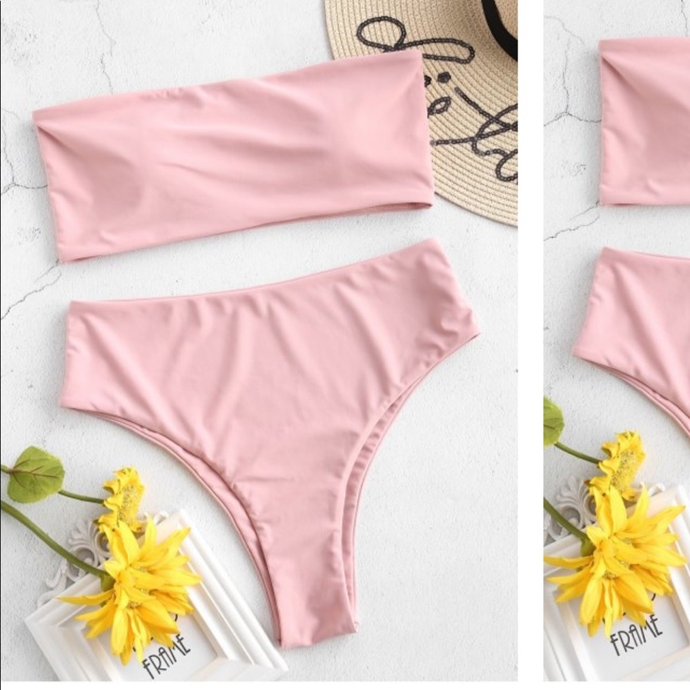 light pink bandeau bikini zaful